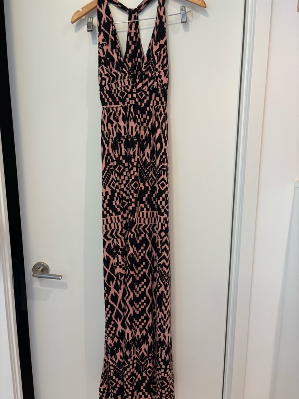 Cute Sleeveless Pink and Black  Maxi Dress